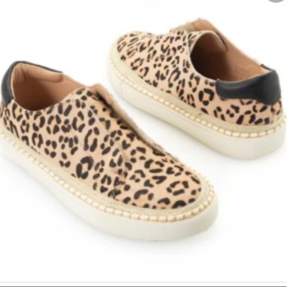 Corkys calf hair  leopard print slip ons